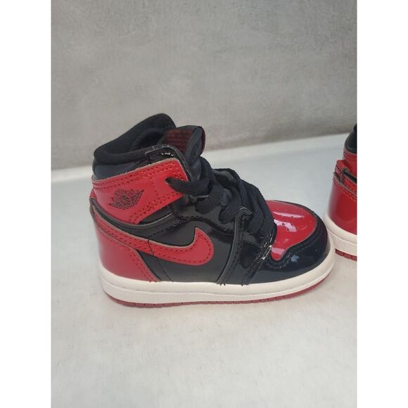 Air Jordan 1 Retro High OG TD 'Patent Bred' Infant Size 4c Uk 3.5 ( 12 Month) - Picture 12 of 16